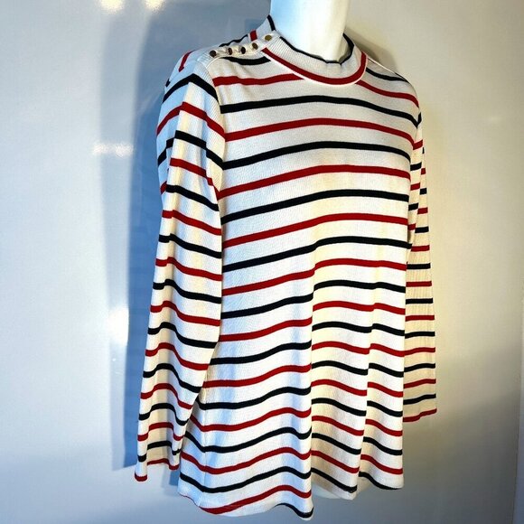 Lane Bryant SZ18/20 Blk Red White Stripe Sweater Parisian Capsule Preppy Academi - Picture 1 of 11